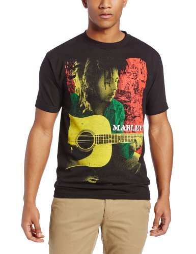 Bob Marley Zion Rootswear Men'S Bob Marley Colored Pose T-Shirt, Black, Small