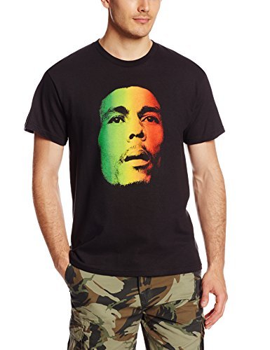 Bob Marley Zion Rootswear Men'S Bob Marley Face T-Shirt, Black, Medium