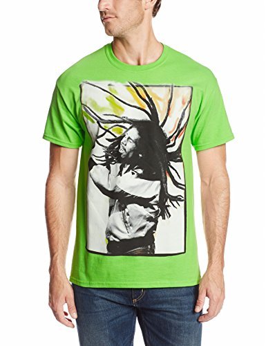 Bob Marley Zion Rootswear Men'S Bob Marley Flying Dreads (Lime) T-Shirt, Green, Small