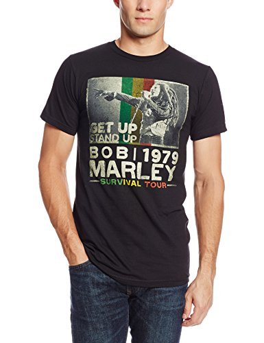 Bob Marley Zion Rootswear Men'S Bob Marley Get Up T-Shirt, Black, Medium