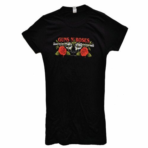 Guns N Roses Juniors Guns N' Roses: Roses And Pistols T-Shirt,Black,X-Large