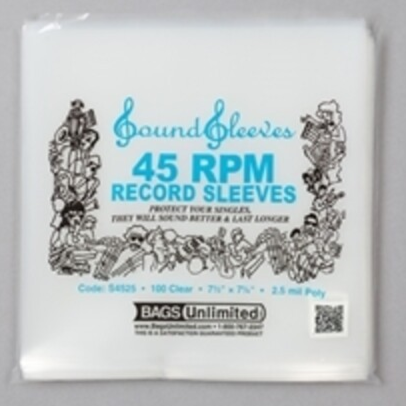 Bags Unlimited S4525 - 7 Inch 45 RPM Record Outer Sleeve - 100 Count (Clear)