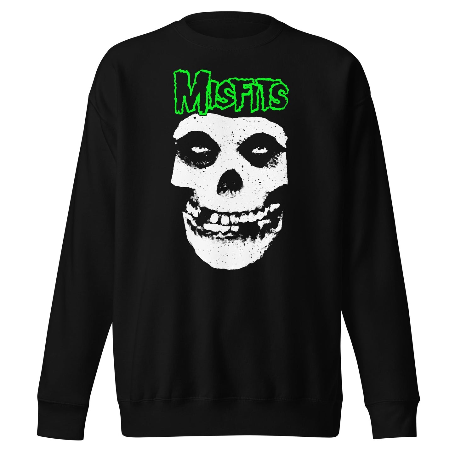 Misfits - Green Skull Sweatshirt Black