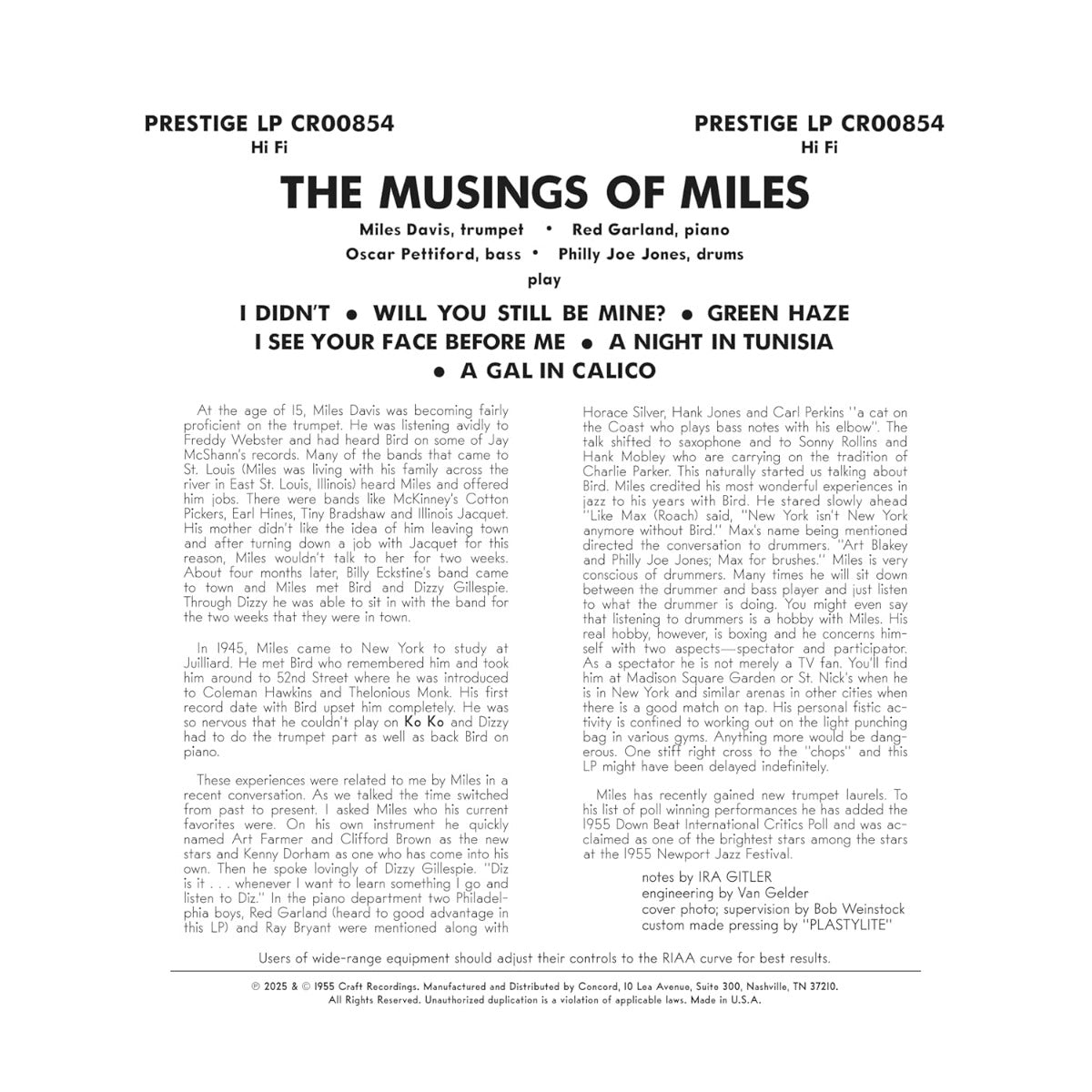 The Musings Of Miles (Original Jazz Classics Series) (180 Gram Vinyl)