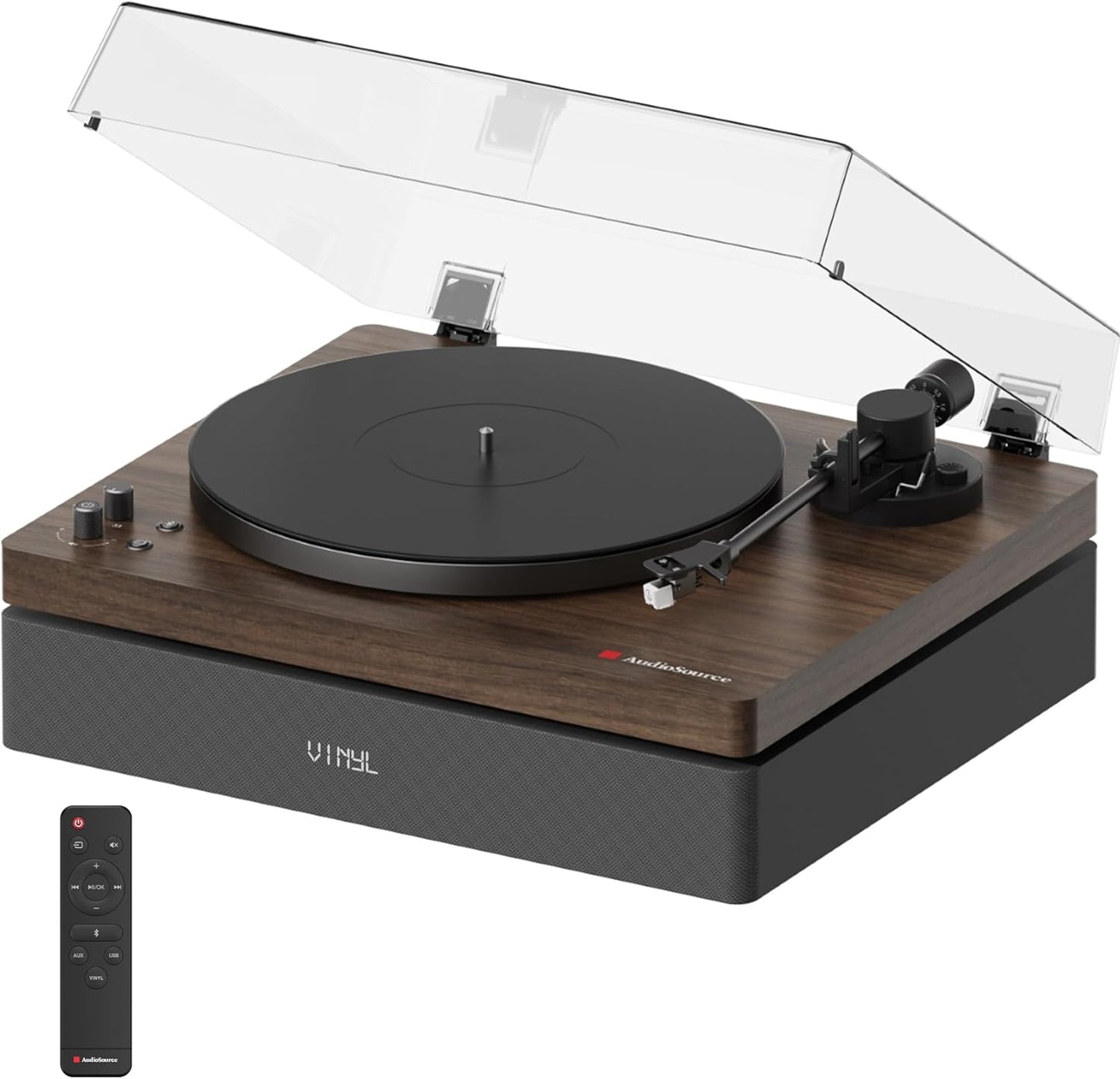 AudioSource Record Player, All-in-one Turntable with 2.1 Channel Built-in Speaker