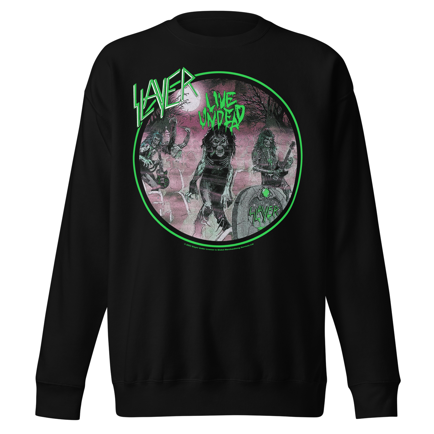 Slayer Neon Green Undead Jumbo Print Sweatshirt Black