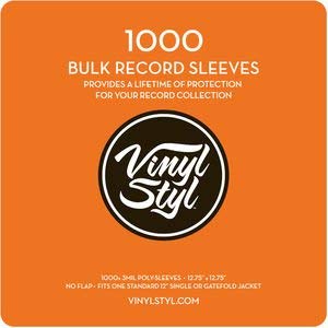 Vinyl Styl - 12.75" X 12.75" 3 Mil Protective Outer Record Sleeve 1000ct Bulk Pack