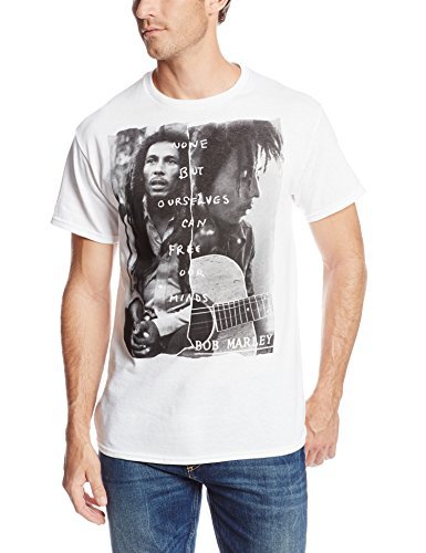 Bob Marley Zion Rootswear Men'S Bob Marley Free Our Minds T-Shirt, White, Large