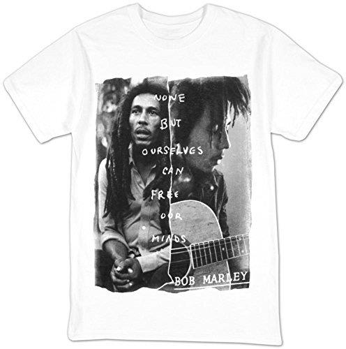 Bob Marley Zion Rootswear Men'S Bob Marley Free Our Minds T-Shirt, White, Small