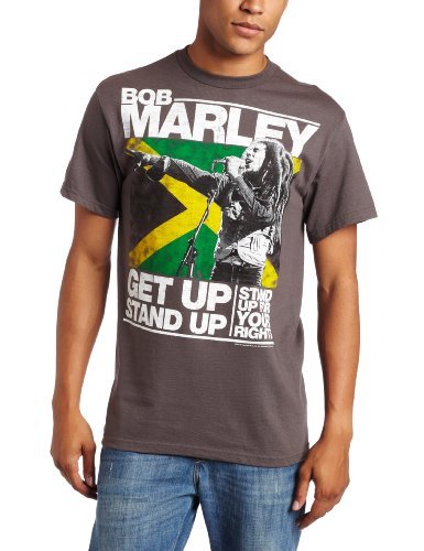 Bob Marley Zion Rootswear Men'S Marley Get Up Stand Up T-Shirt,Charcoal,Large