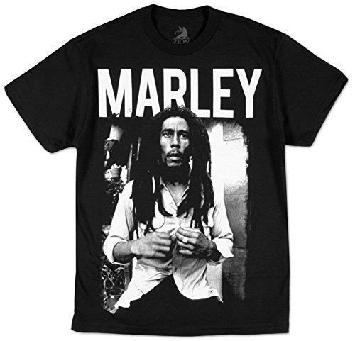Bob Marley Zion Rootswear Men'S Marley T-Shirt, Black, Large