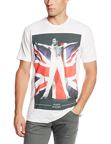 Freddie Mercury Men'S Freddie Mercury Freddie Flag T-Shirt, White, Medium