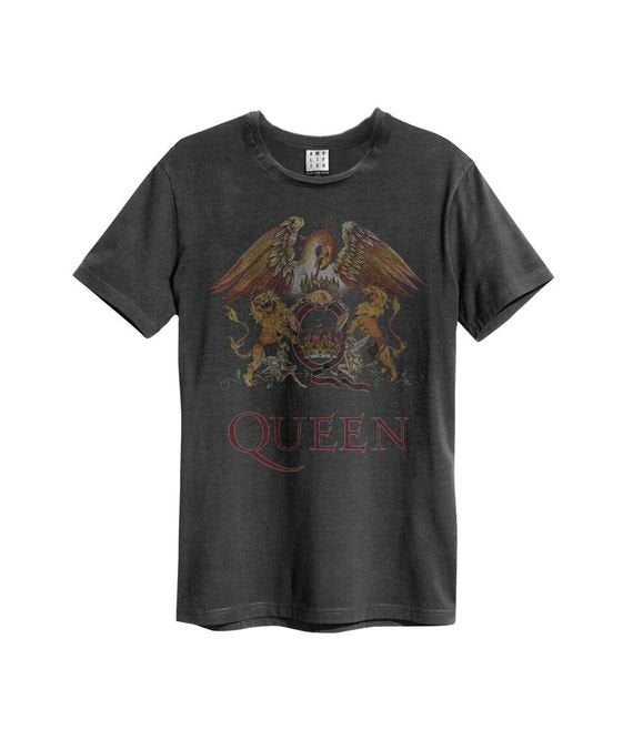 Queen Colour Crest Vintage T-Shirt (Charcoal)