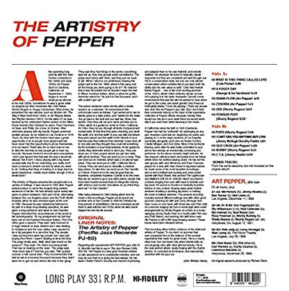 Art Pepper Artistry Of Pepper [Import] (180 Gram Vinyl, Limited Edition, Remastered)