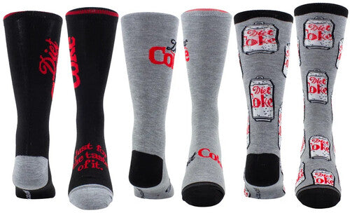 Perri's - Diet Coke - Can Gift Tube - Crew Socks (Assorted Styles 3 Pack Gift Box) (Socks, Gift Set, 3 Pack)