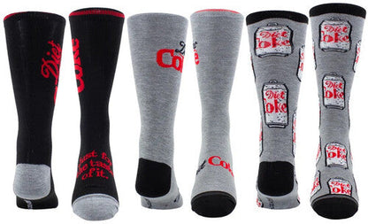 Perri's - Diet Coke - Can Gift Tube - Crew Socks (Assorted Styles 3 Pack Gift Box) (Socks, Gift Set, 3 Pack)