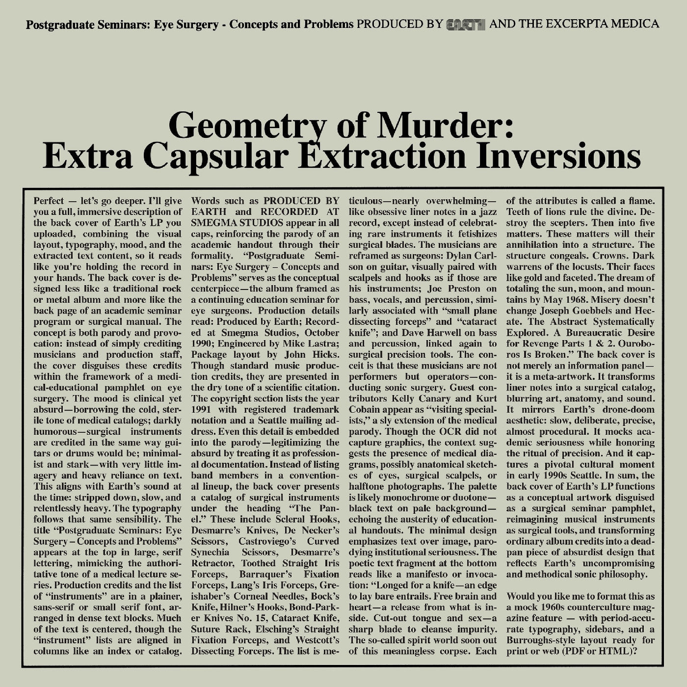 Geometry Of Murder: Extra Capsular Extraction Inversions (Crystal Clear Vinyl)