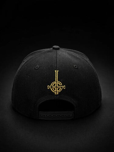 Ghost - 3D Logo Metallic Gold - 6 Panel Flatbill Snapback Cap - Black (Hat / Cap, Black)