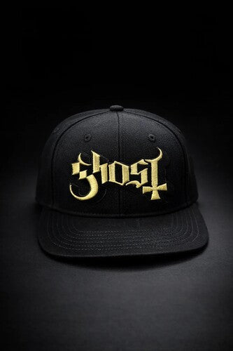 Ghost - 3D Logo Metallic Gold - 6 Panel Flatbill Snapback Cap - Black (Hat / Cap, Black)