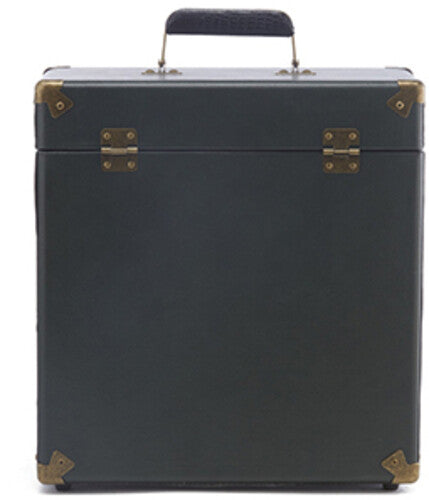 GPO Retro SWB18GB 12 " Vinyl Record Case 35 Count Capacity Removable Lid - Rustic Green with Black Interior)