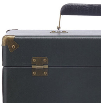 GPO Retro SWB18GB 12 " Vinyl Record Case 35 Count Capacity Removable Lid - Rustic Green with Black Interior)