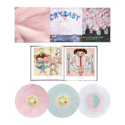Melanie Martinez Cry Baby 10th Anniversary Cloudy Pink Coke Bottle Clear and Bubble Gum Clear 3LP vinyl set
