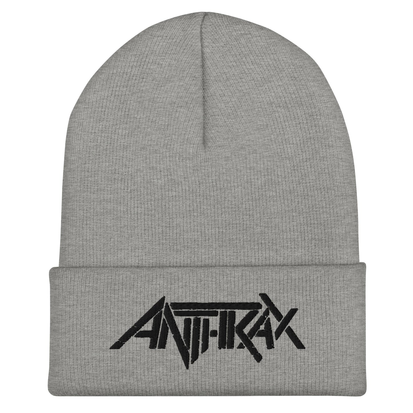 Anthrax - Black on Grey Cuffed HD Embroidered Beanie