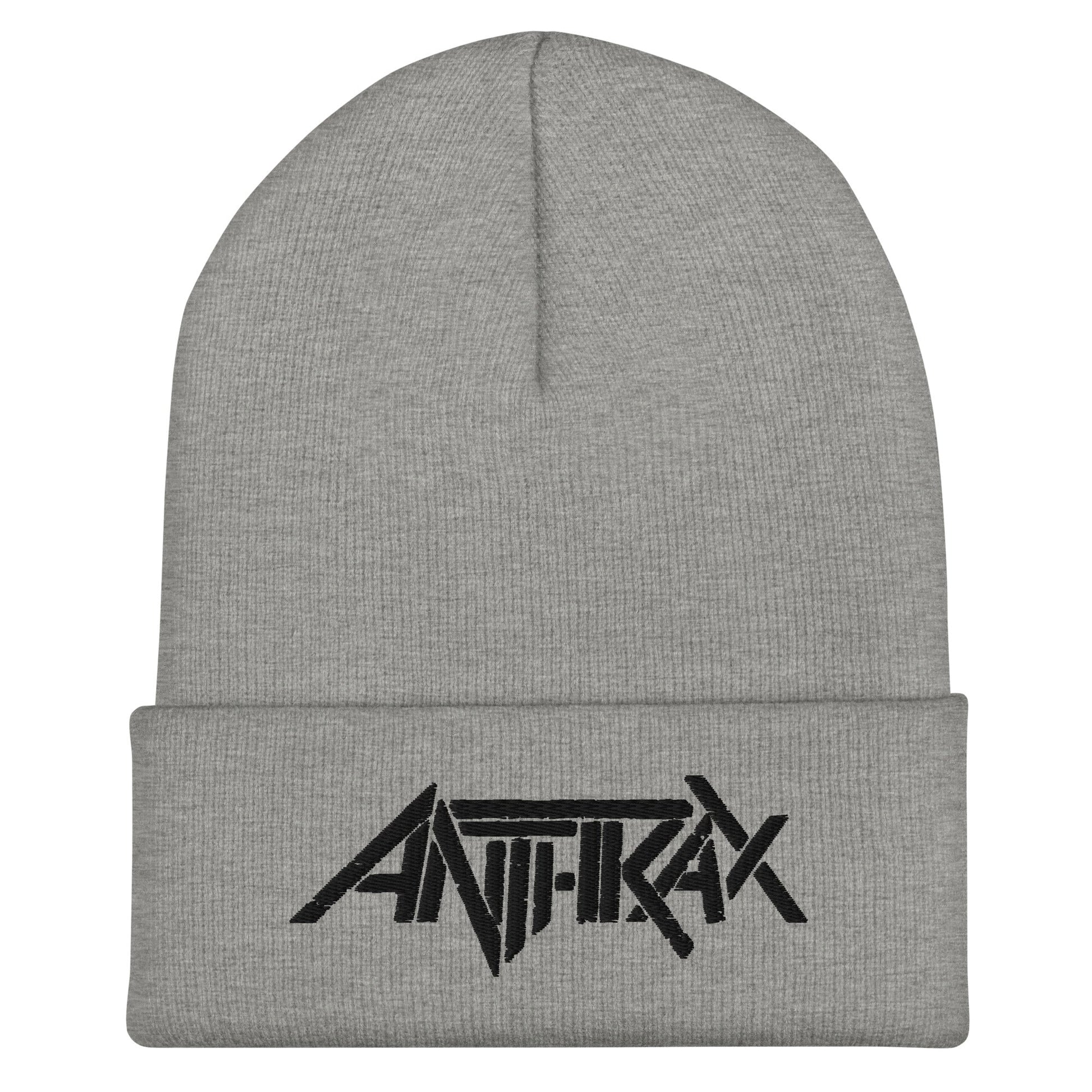 Anthrax - Black on Grey Cuffed HD Embroidered Beanie
