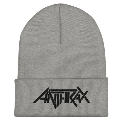 Anthrax - Black on Grey Cuffed HD Embroidered Beanie