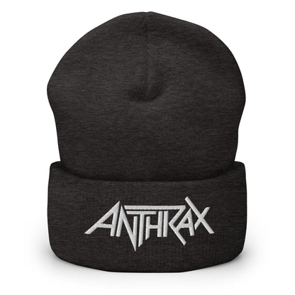 Anthrax - White on Dark Grey Cuffed HD Embroidered Beanie