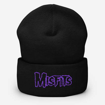 Misfits - Purple on Black Cuffed HD Embroidered Beanie