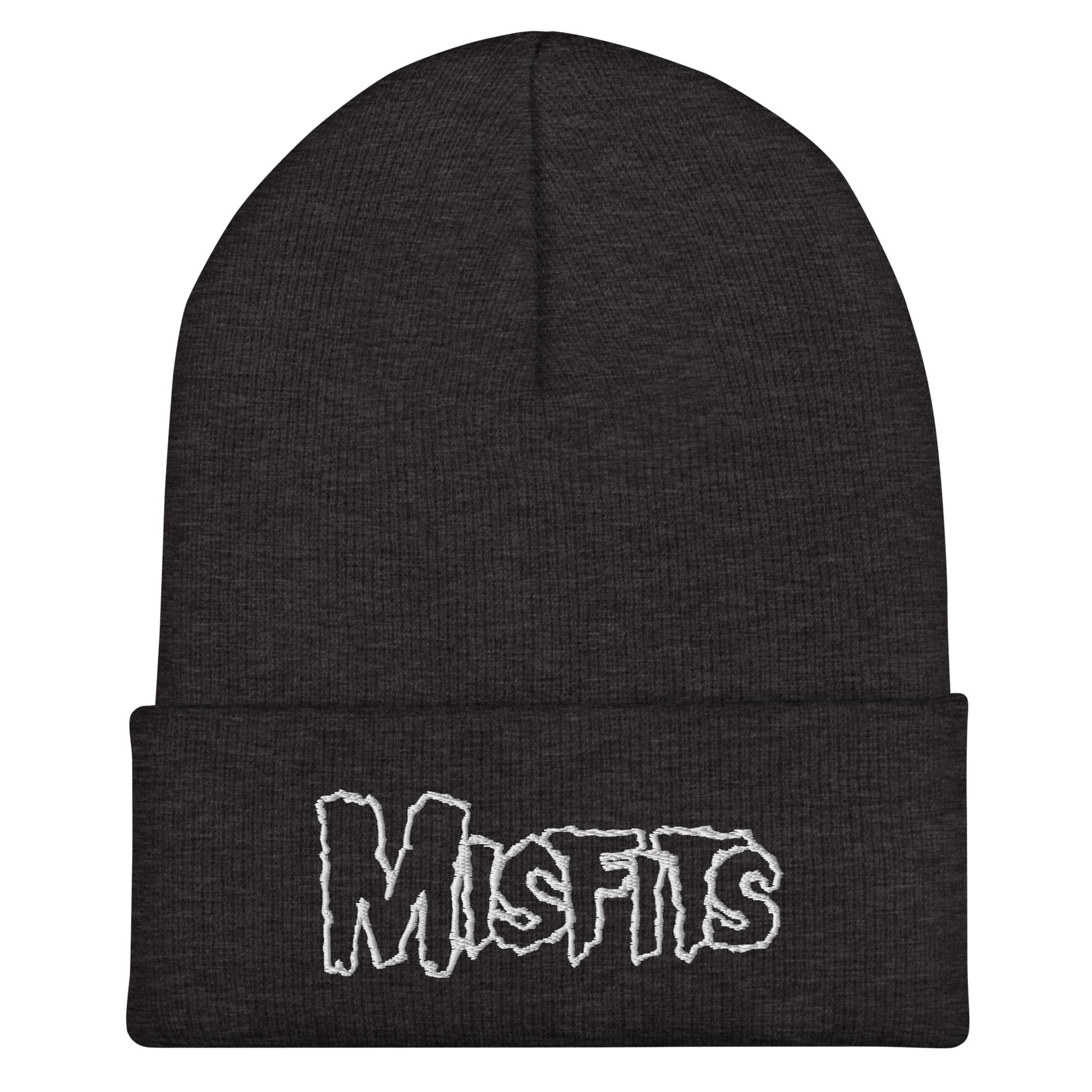 Misfits - White on Dark Gray Cuffed HD Embroidered Beanie