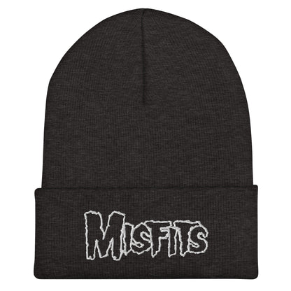 Misfits - White on Dark Gray Cuffed HD Embroidered Beanie