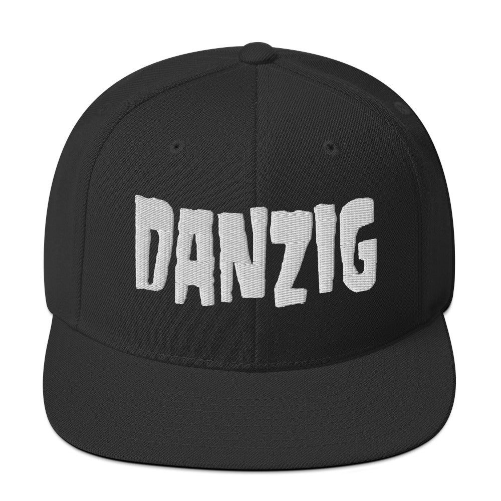 Danzig Classic Logo White Embroidered Snap Back Hat