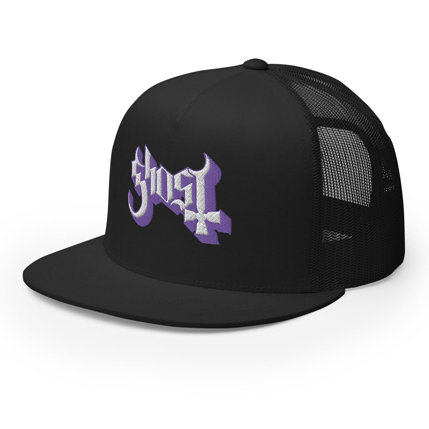 Ghost Purple Logo Embroidered Trucker Hat