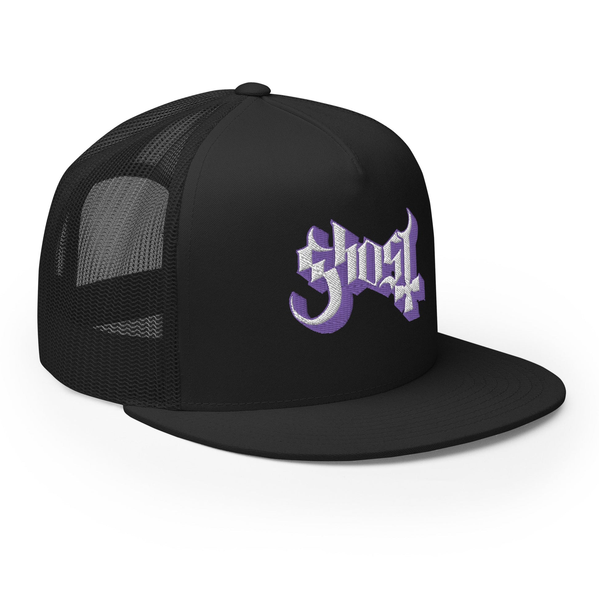 Ghost Purple Logo Embroidered Trucker Hat