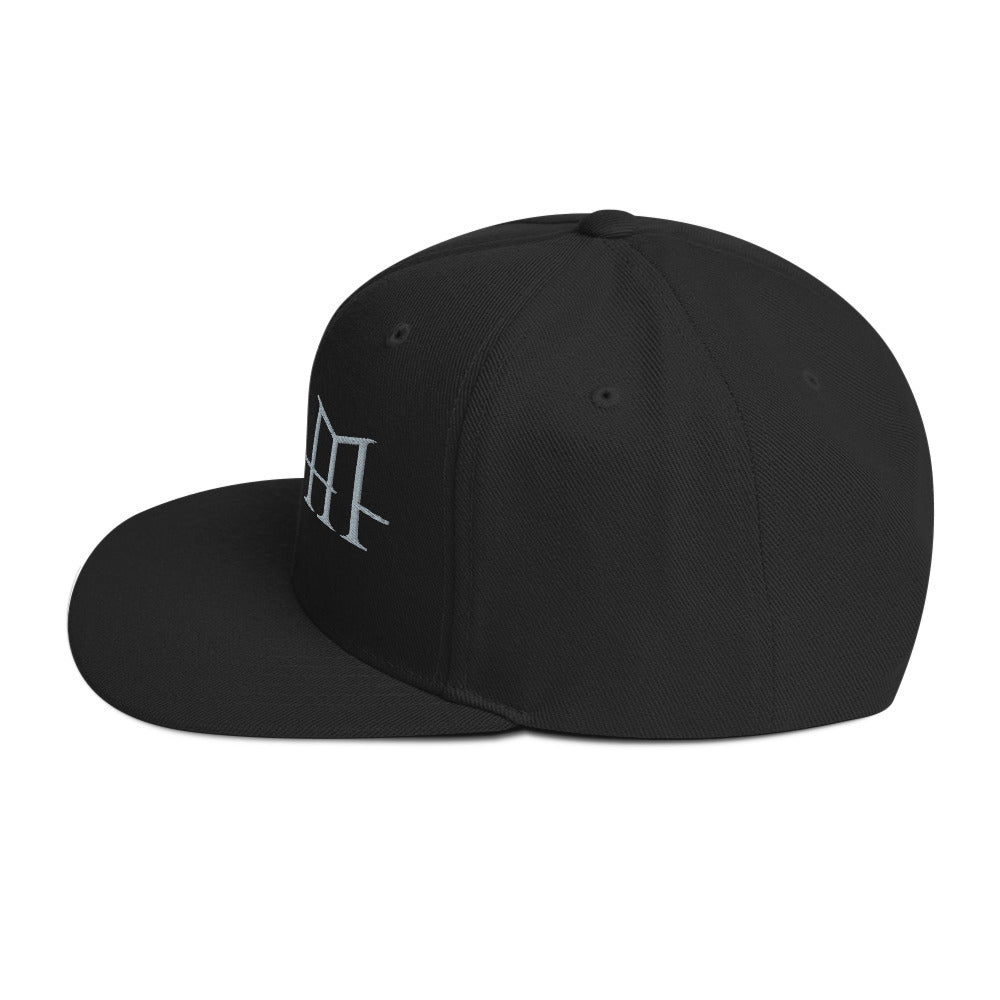 HIM Classic Logo Black Embroidered Snap Back Hat
