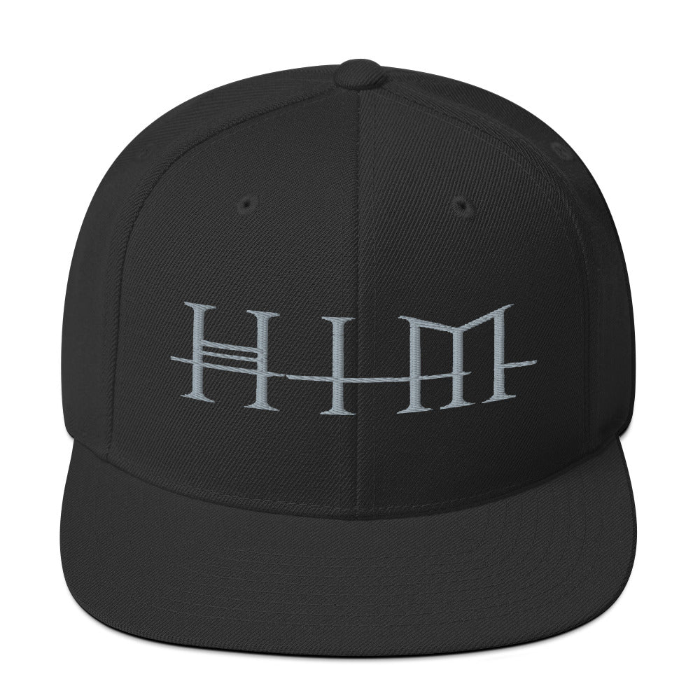 HIM Classic Logo Black Embroidered Snap Back Hat