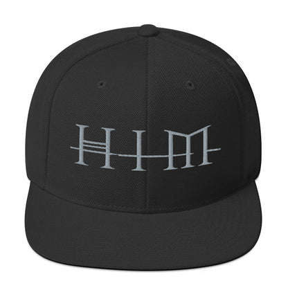 HIM Classic Logo Black Embroidered Snap Back Hat