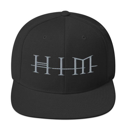 HIM Classic Logo Black Embroidered Snap Back Hat