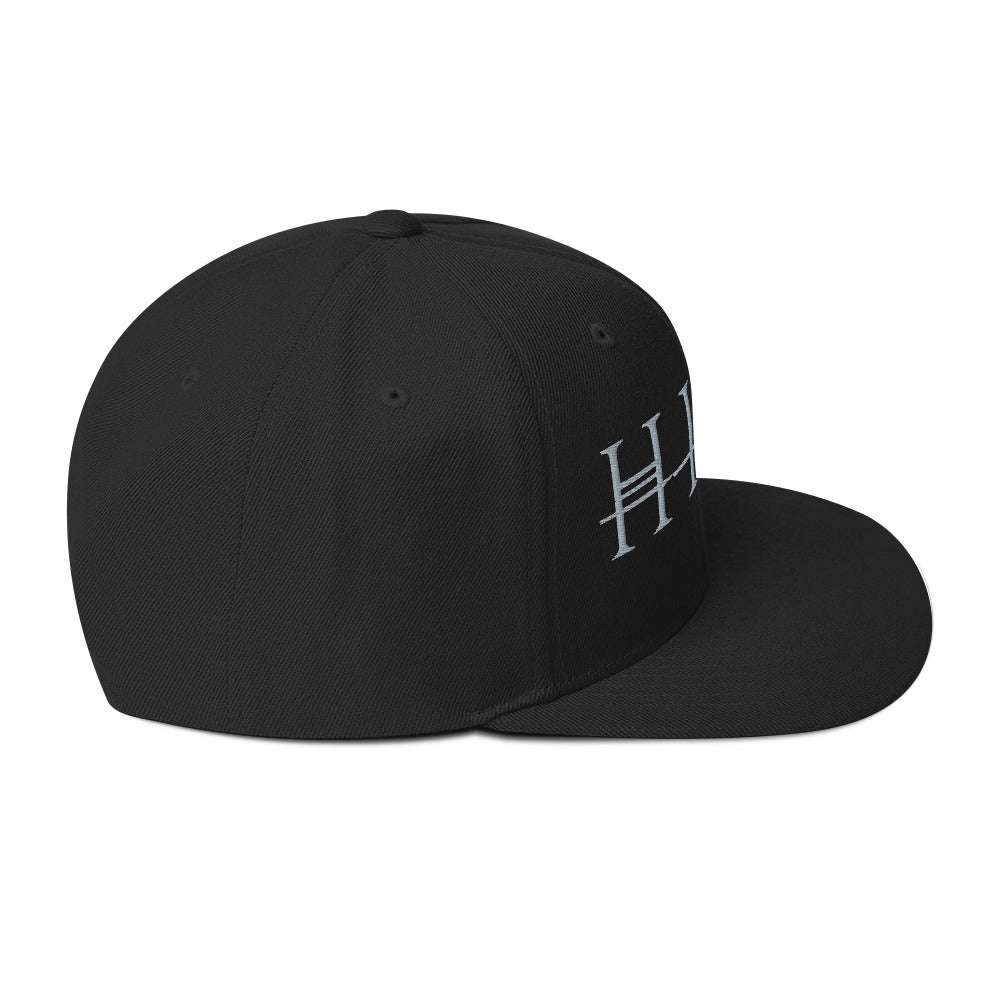 HIM Classic Logo Black Embroidered Snap Back Hat