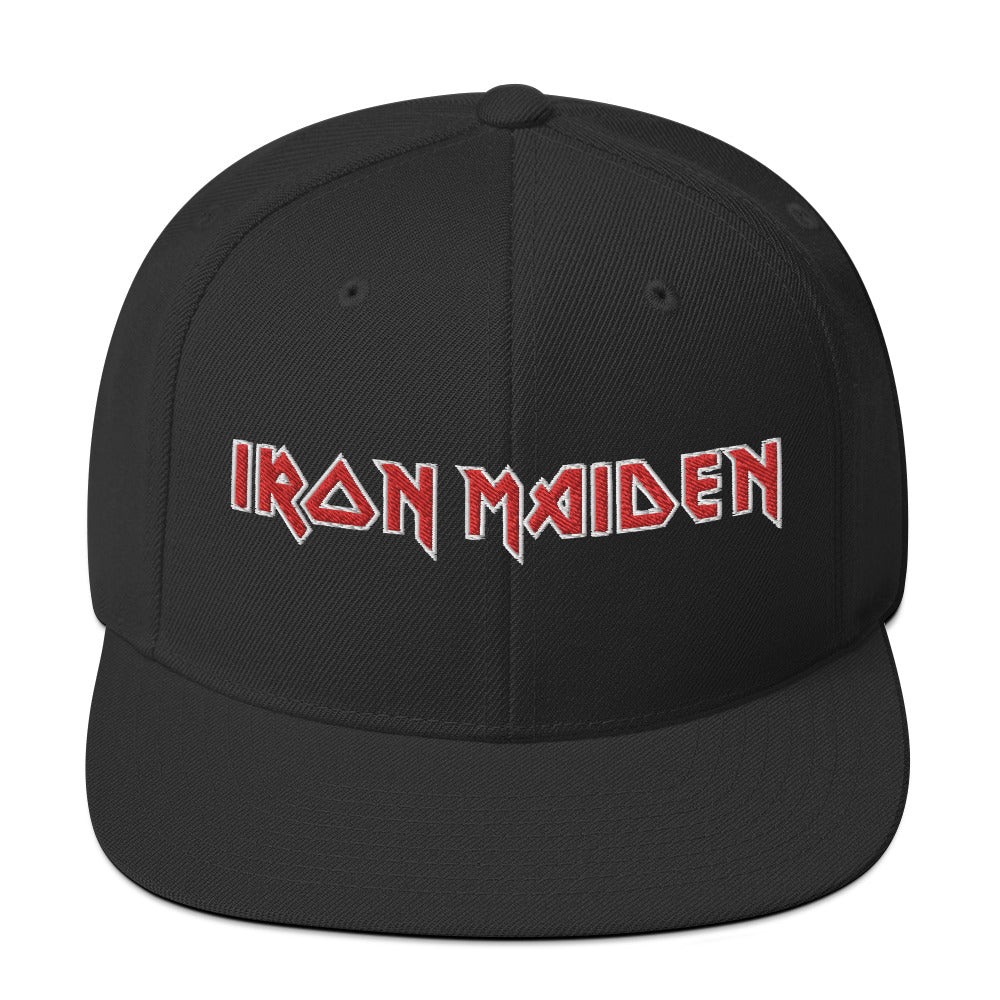 Iron Maiden Classic Logo Black Embroidered Snap Back Hat
