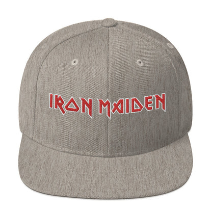Iron Maiden Classic Logo Grey Embroidered Snap Back Hat