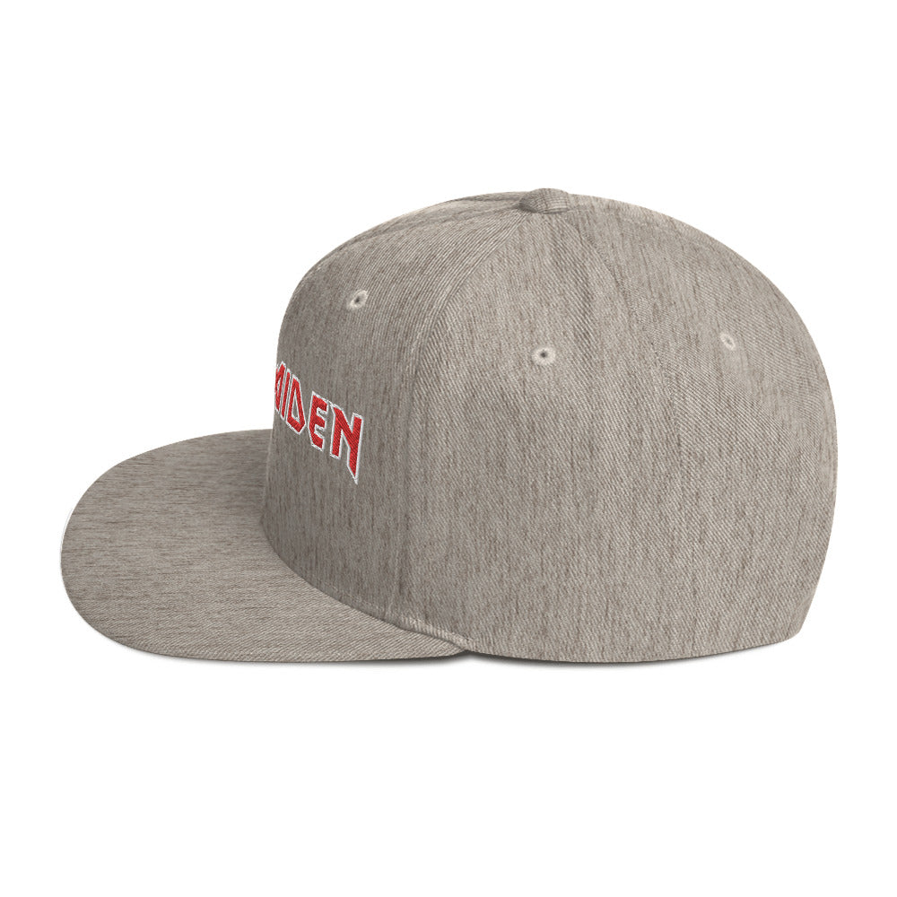 Iron Maiden Classic Logo Grey Embroidered Snap Back Hat