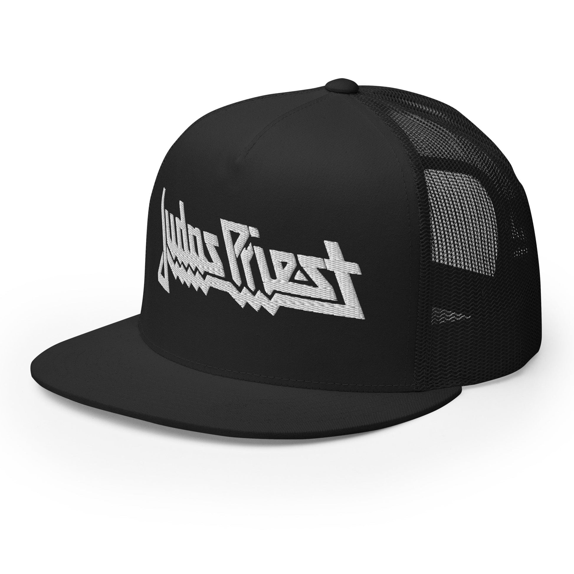 Judas Priest Electric White Logo Embroidered Trucker Hat