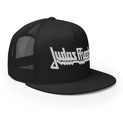 Judas Priest Electric White Logo Embroidered Trucker Hat