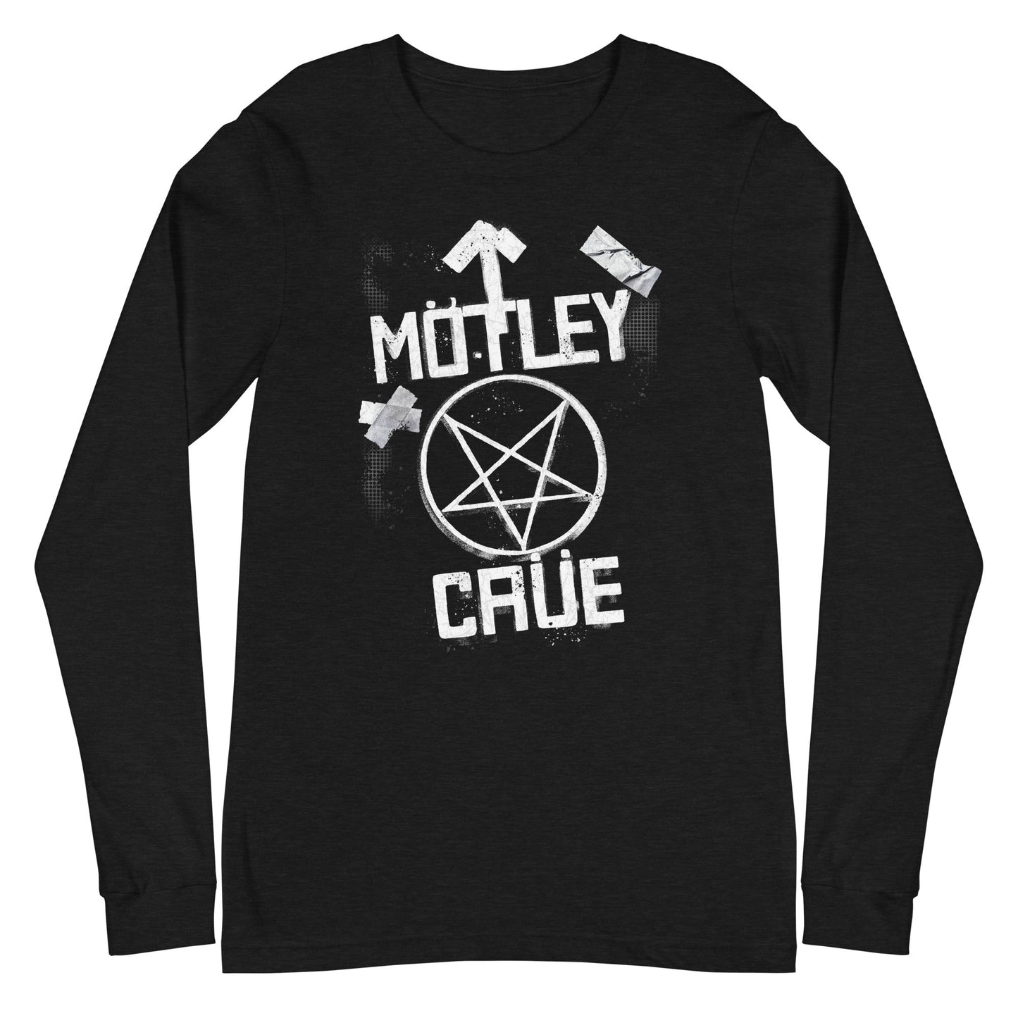 Motley Crue - Black and White Logo Long Sleeve T-Shirt Black