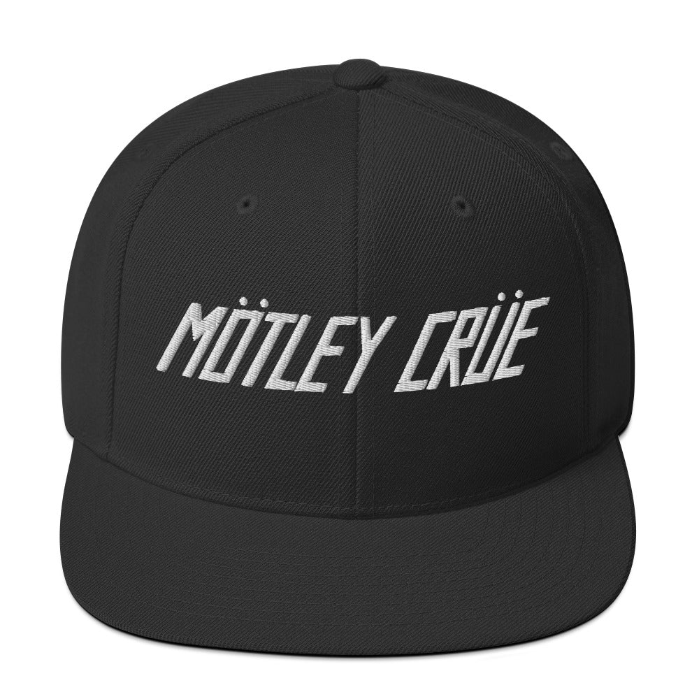 Motley Crue Classic Logo Black Embroidered Snap Back Hat