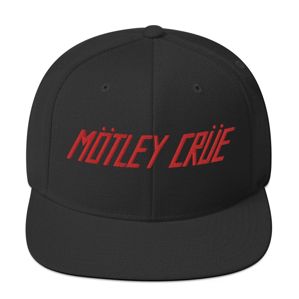 Motley Crue Classic Logo Red Embroidered Snap Back Hat