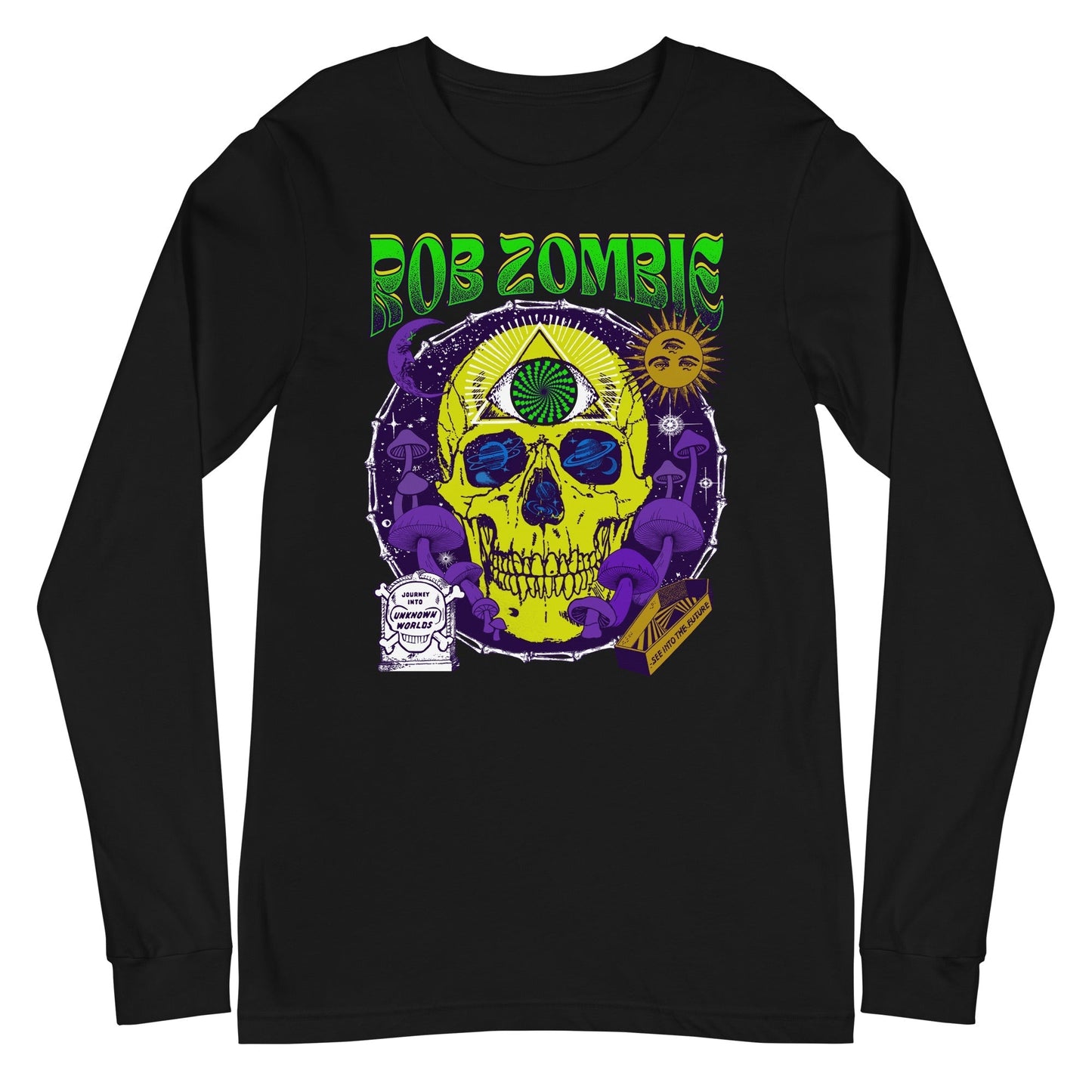 Rob Zombie - Yellow Skull Long Sleeve T-Shirt Black